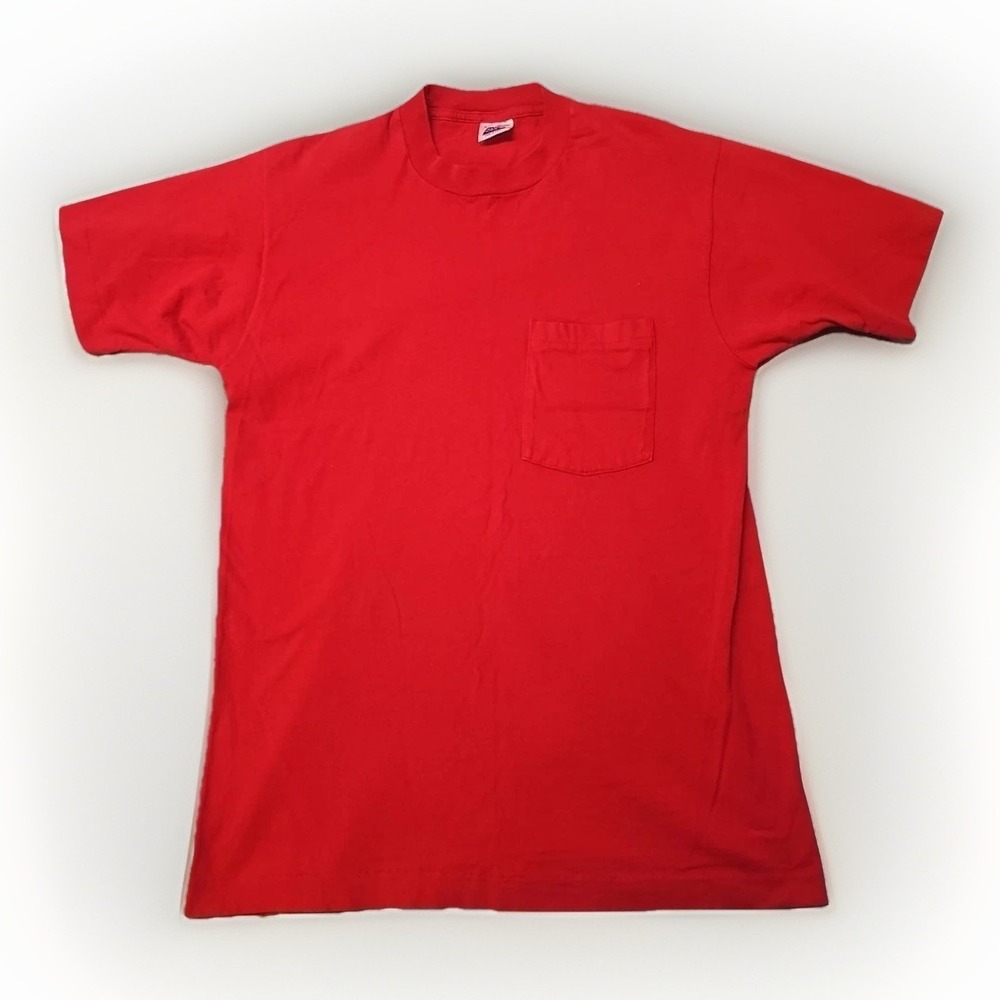 Vintage BVD T-shirt Men Large Red Pocket Crewneck Made USA Single Stitch 90s